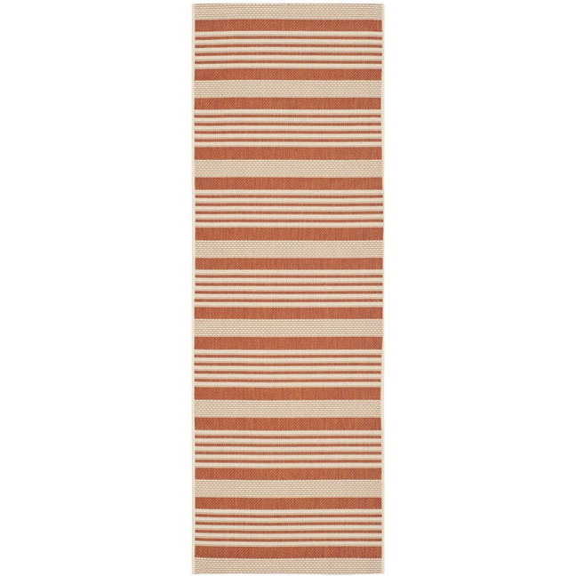 Courtyard Terracotta and Beige 2'3" x 8' Sisal Weave Runner Outdoor Area Rug