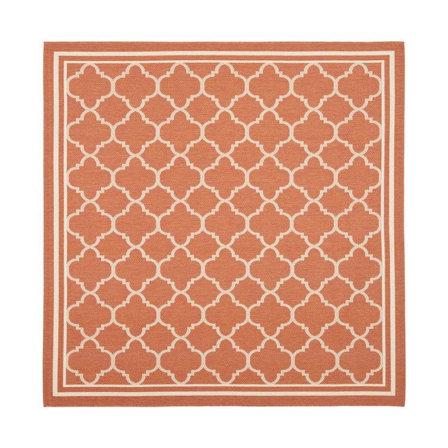 Courtyard Terracotta and Bone 6'7" x 6'7" Sisal Weave Square Outdoor Area Rug
