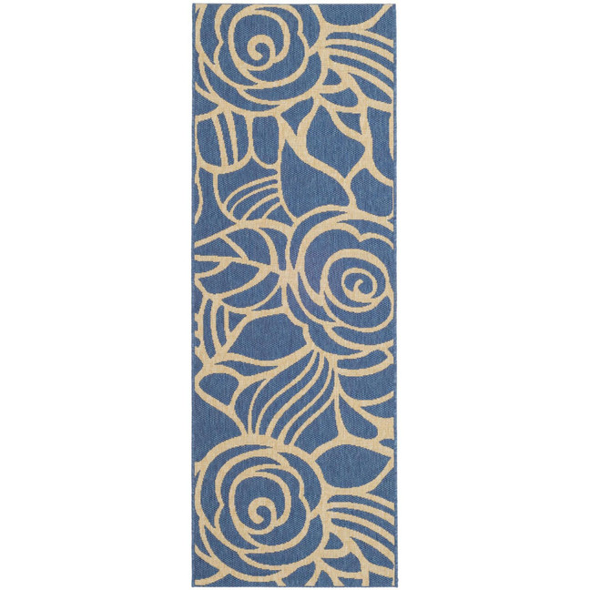 Courtyard Blue and Beige 2'7" x 8'2" Runner Outdoor Area Rug