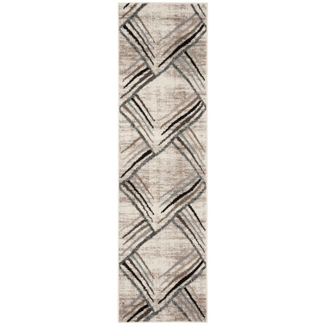 Amsterdam Cream and Charcoal 2'3" x 8' Runner Outdoor Area Rug
