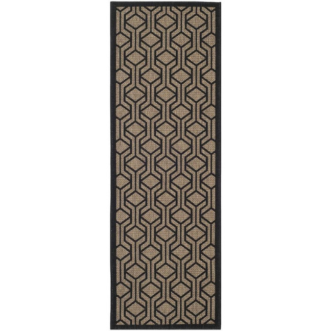 Courtyard Brown and Black 2'3" x 10' Sisal Weave Runner Outdoor Area Rug