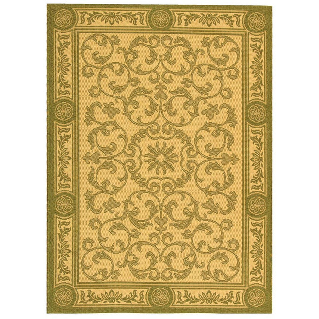 Courtyard Natural and Olive 5'3" x 5'3" Round Outdoor Area Rug