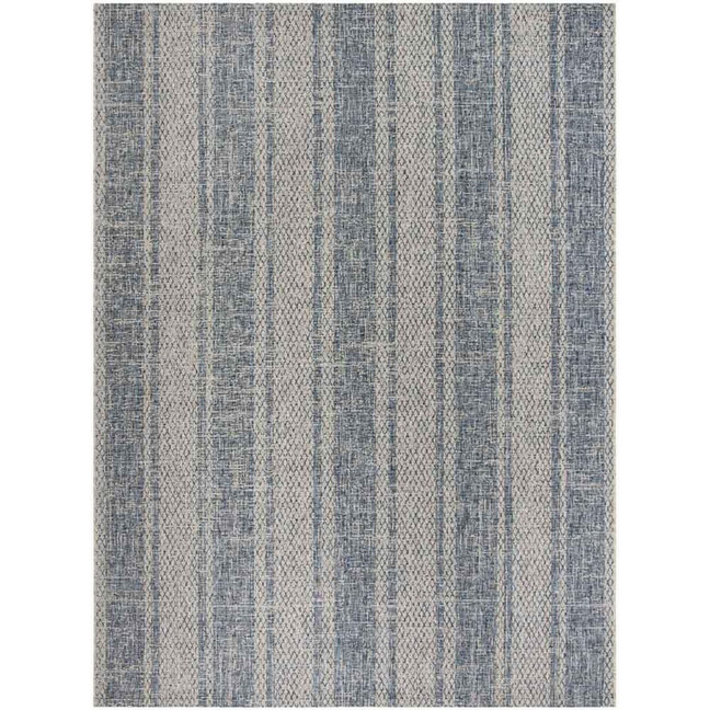 Courtyard Light Gray and Blue 8' x 11' Sisal Weave Outdoor Area Rug