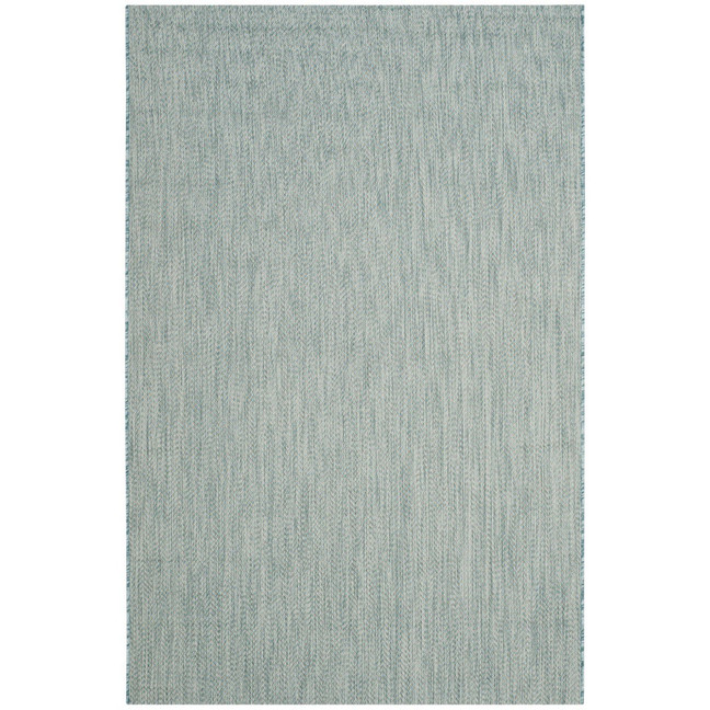 Courtyard Aqua and Gray 6'7" x 9'6" Sisal Weave Outdoor Area Rug