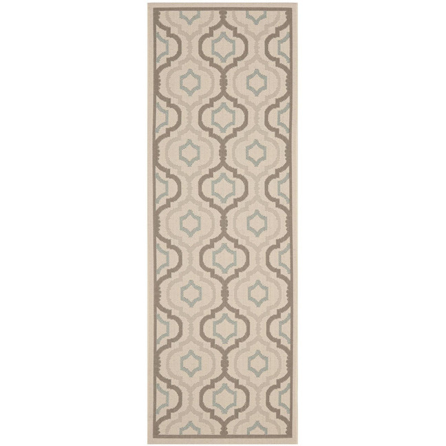 Courtyard Beige and Dark Beige 2'4" x 12' Runner Outdoor Area Rug