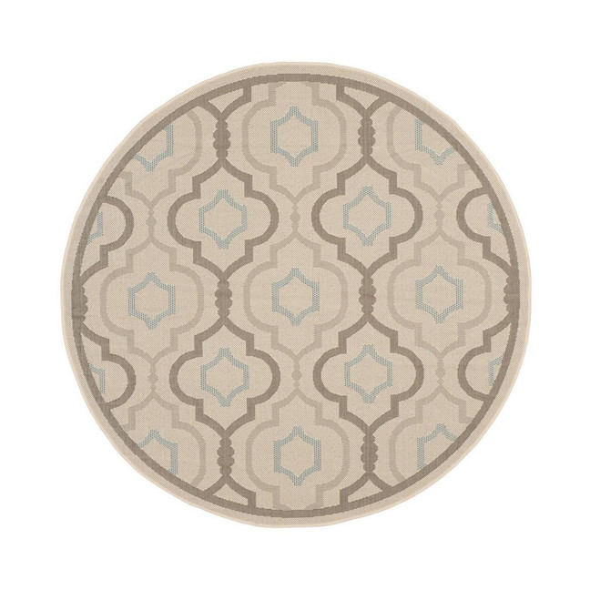 Courtyard Beige and Dark Beige 6'7" x 6'7" Round Outdoor Area Rug