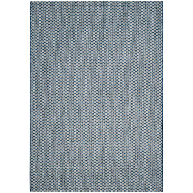 Courtyard Blue and Light Gray 5'3" x 5'3" Sisal Weave Square Outdoor Area Rug