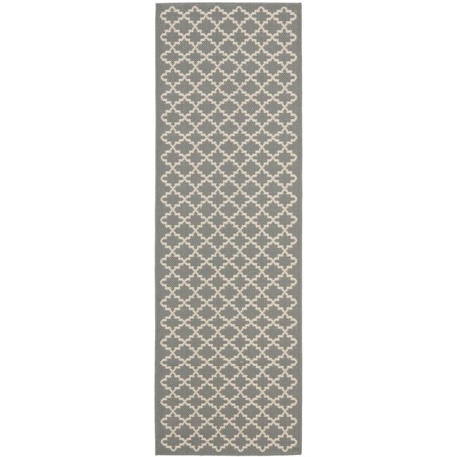 Courtyard Anthracite and Beige 2'3" x 20' Sisal Weave Runner Outdoor Area Rug