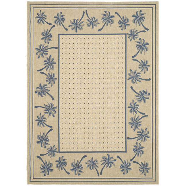 Courtyard Ivory and Blue 8' x 11' Outdoor Area Rug