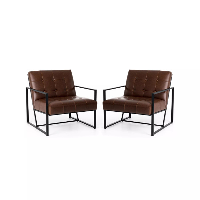 Modern Leatherette Accent Armchair with Frame, Set of 2, 29.25"
