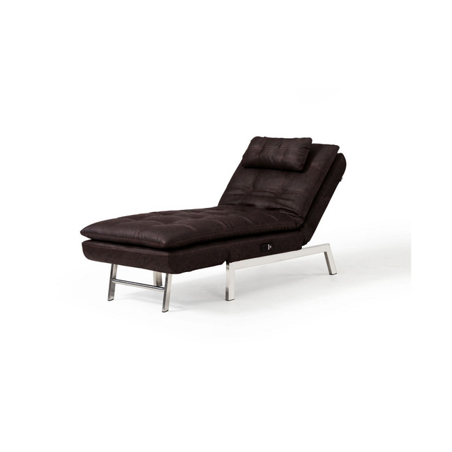 Aria Convertible Chaise, Faux Leather , 2-USB and Power Connection