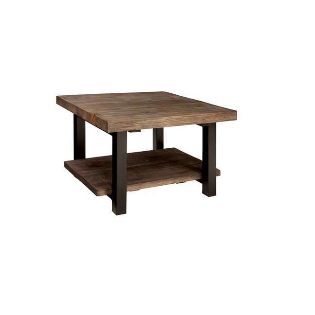 Pomona 27" Metal and Reclaimed Wood Square Coffee Table
