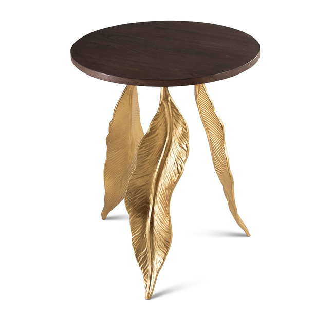 Verna 18" Round Solid Mango and Iron Accent Table