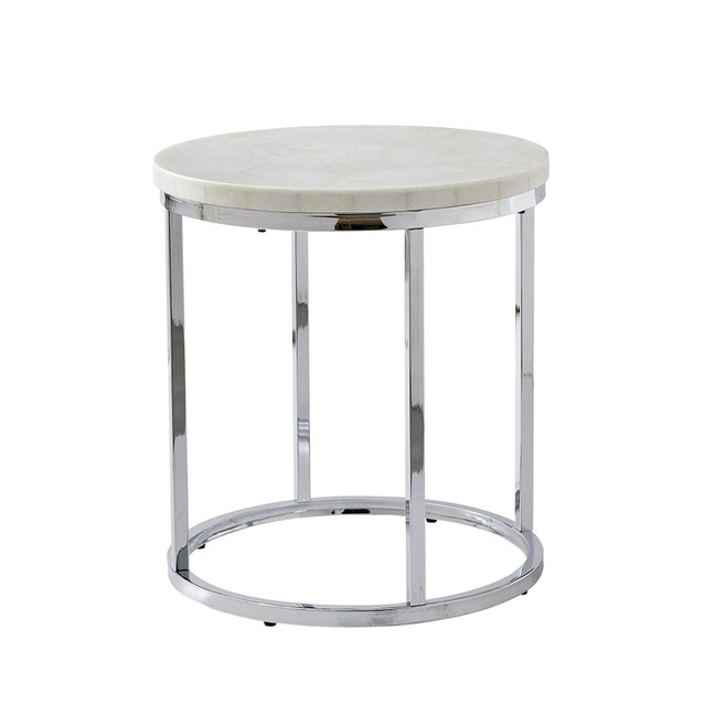 Echo 22" Round Marble and Chrome End Table