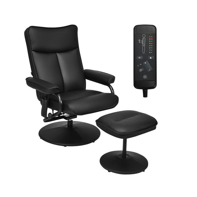 Massage Recliner Couch Chair Lounge Swivel w/Ottoman Side Pocket
