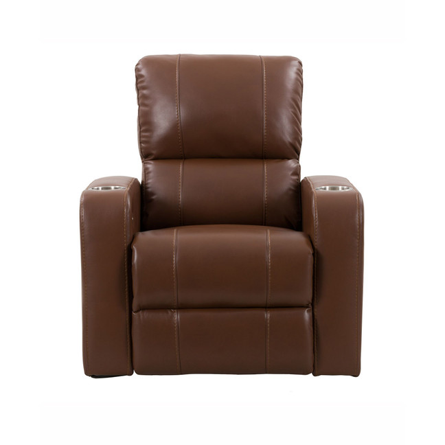 Distribution Tucson Home Theater Single Power Leather Gel Recliner with Stainless Steel Cup Holders