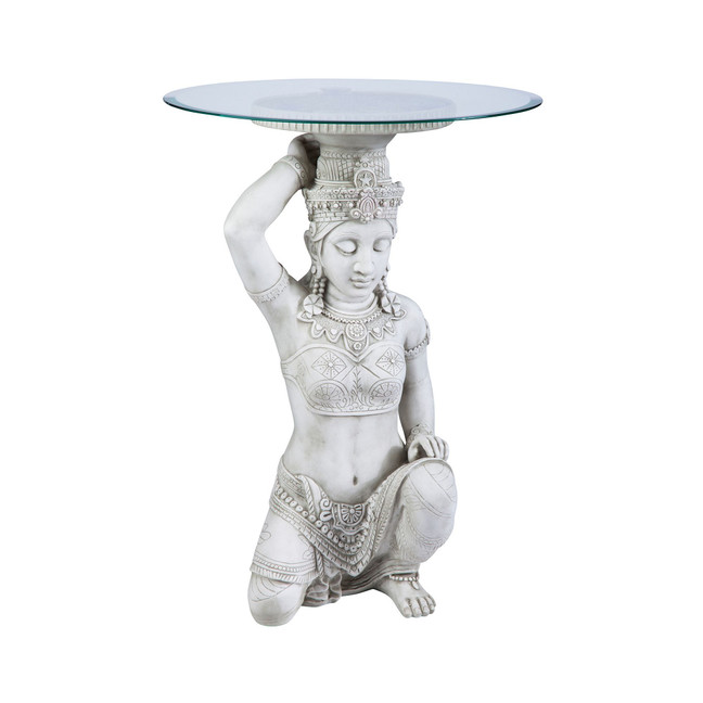 Thai Teppanom Beautiful Being Glass -Topped Asian Decor Table