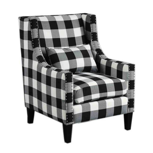 Glenn with Nailhead Trim Arm Chair, Checkered Pattern