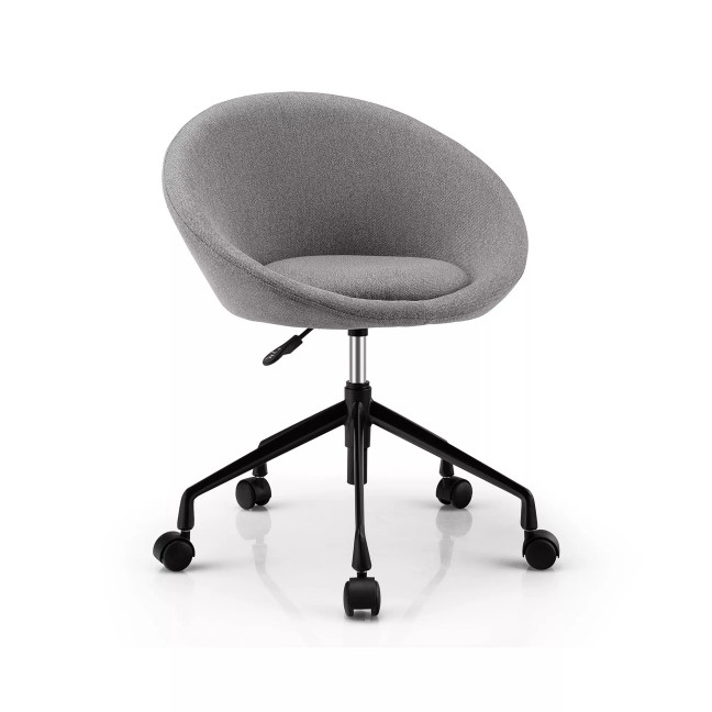 Adjustable Swivel Accent Chair Linen Office Chair Round Back