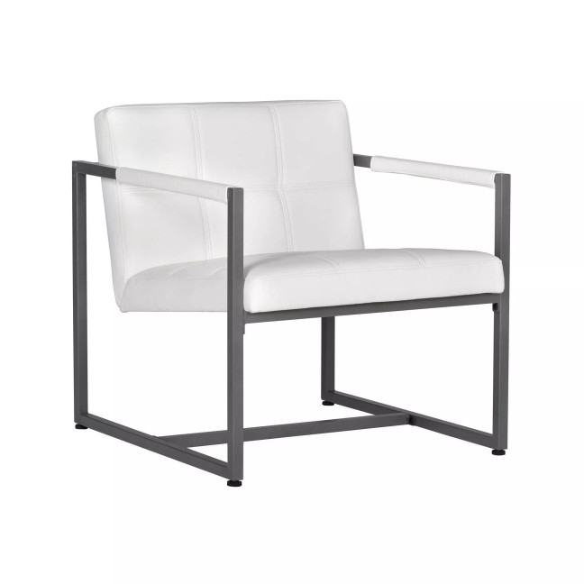 Camber Mid-Century Modern Small Living Room Accent Chair Blended Leather and Metal Frame