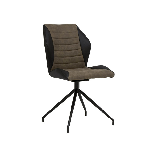 Gladstone Two-Tone Swivel Home Office Accent Chair In Black Metal 4-Star Base - Back, Black Brown