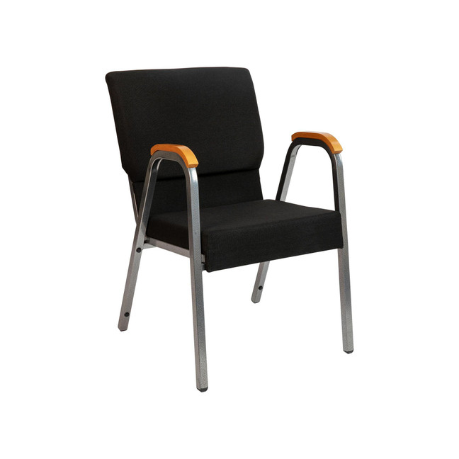 Hercules Series Stacking Wood Accent Arm Church Chair in Fabric - Silver Vein Frame