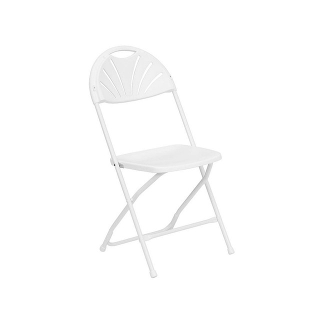 Hercules Series 800 lb Capacity White Plastic Fan Back Folding Chair