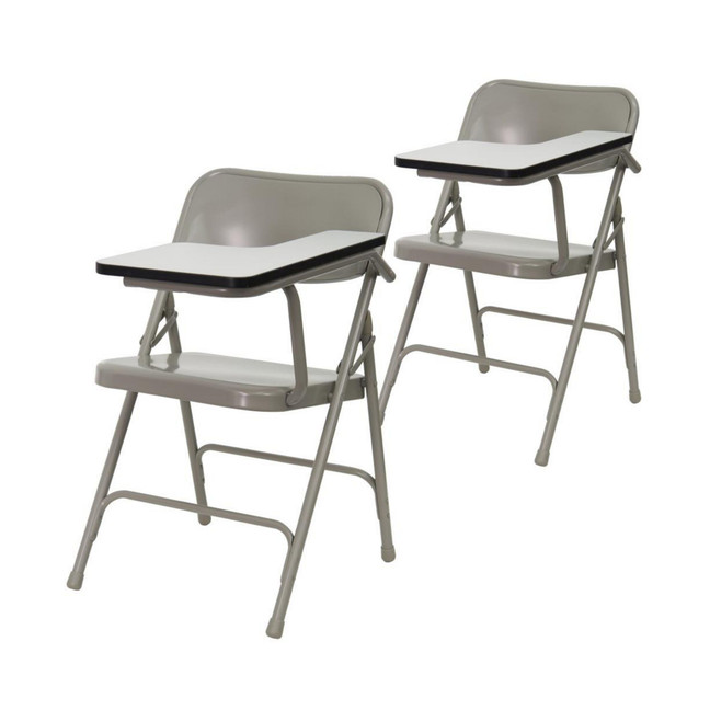 2 Pack Premium Steel Folding Chair With Left Handed Tablet Arm