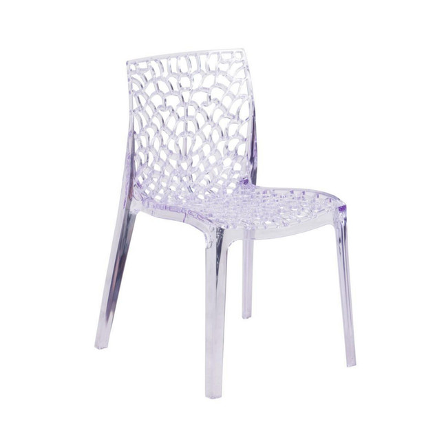 Transparent Stacking Side Chair With Artistic Pattern Design
