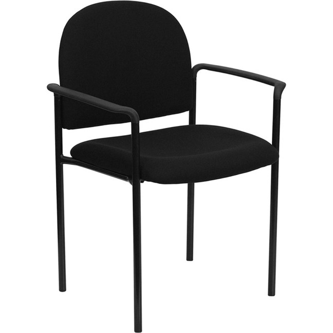 Black Fabric Comfortable Stackable Steel Side Chair with Arms