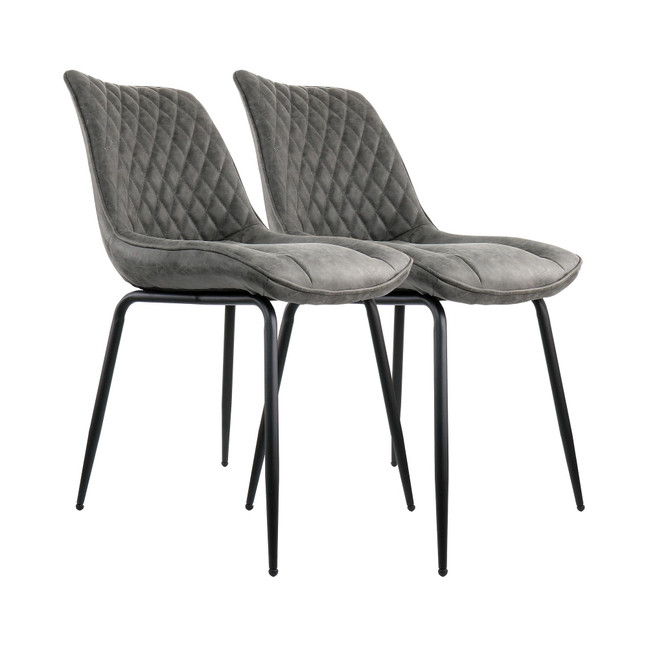 2 Piece Vintage Faux Leather Tufted Chair in Gray