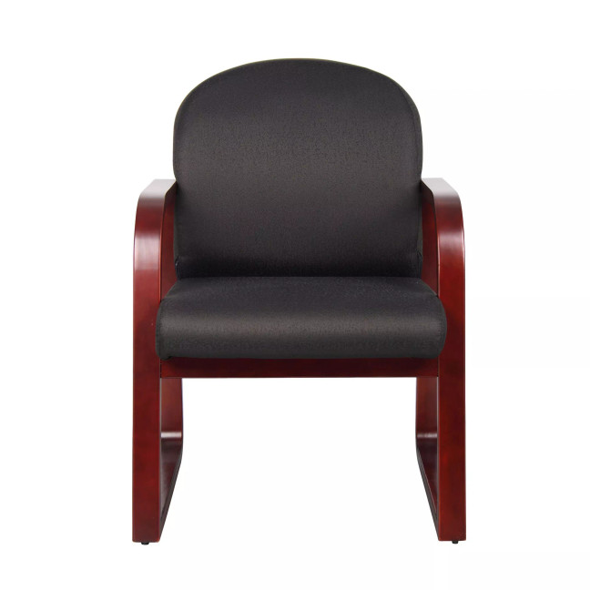 Mahogany Wood Mid-Back Guest Chair W/ Sled Base