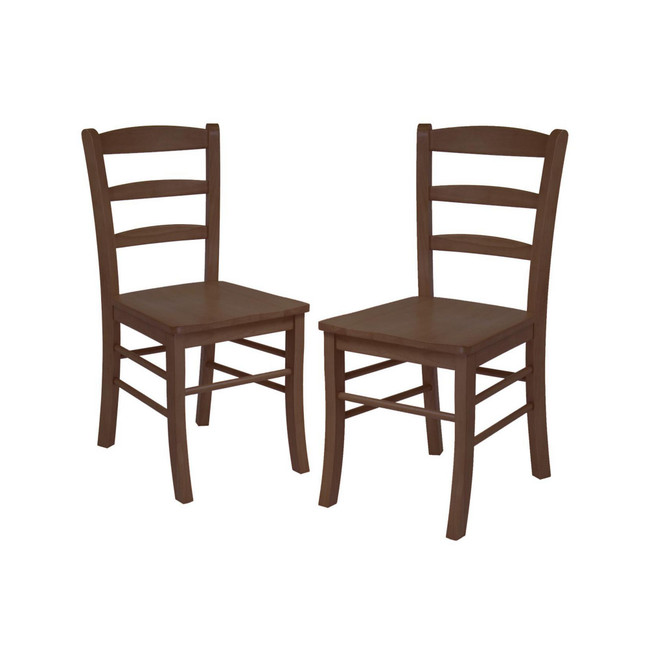 Set Of 2 Solid wood Ladder Back Chair, RTA, Antique Walnut