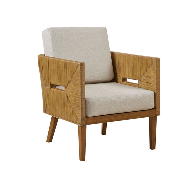 Blake 27" Wide Handcrafted Rattan Upholstered Accent Arm Chair