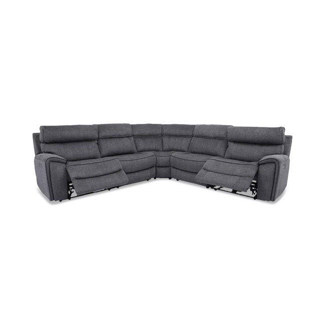 Hutchenson 5-Pc. Fabric Sectional with 2 Power Recliners and Power Headrests