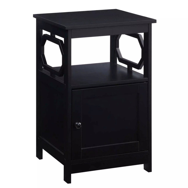 Omega End Table with Storage Cabinet And Shelf