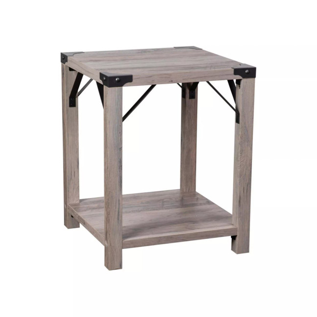 Green River Modern Farmhouse Engineered Wood End Table And Powder Coated Steel Accents
