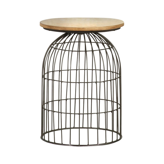 Round Accent Table with Bird Cage Base
