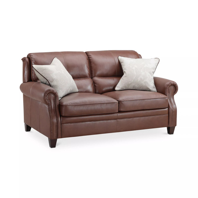 Marick 67" Leather Roll Arm Loveseat