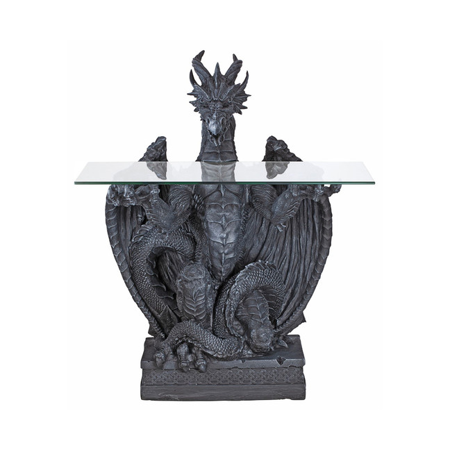 the Subservient Dragon Glass-Topped Sculptural Table