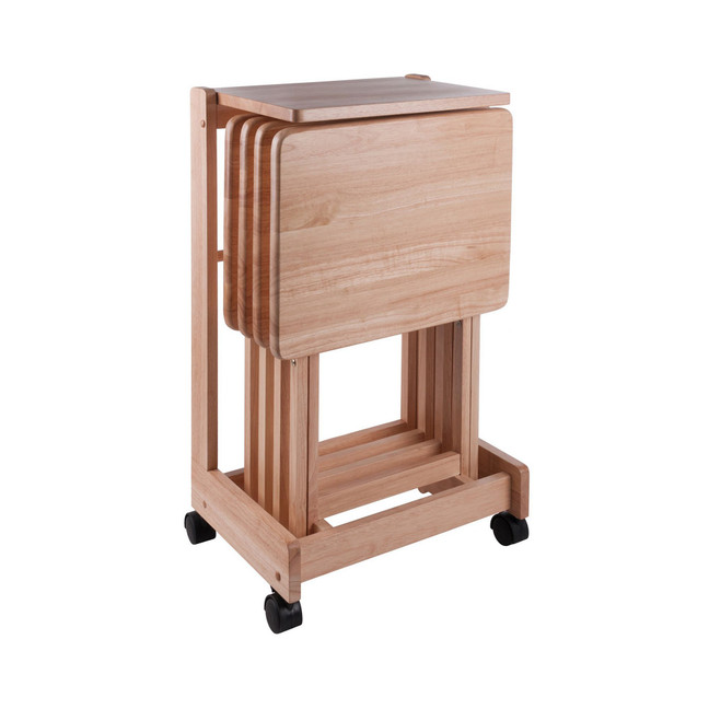 Brienda 5-Piece Wood Flip Top Snack Table Set