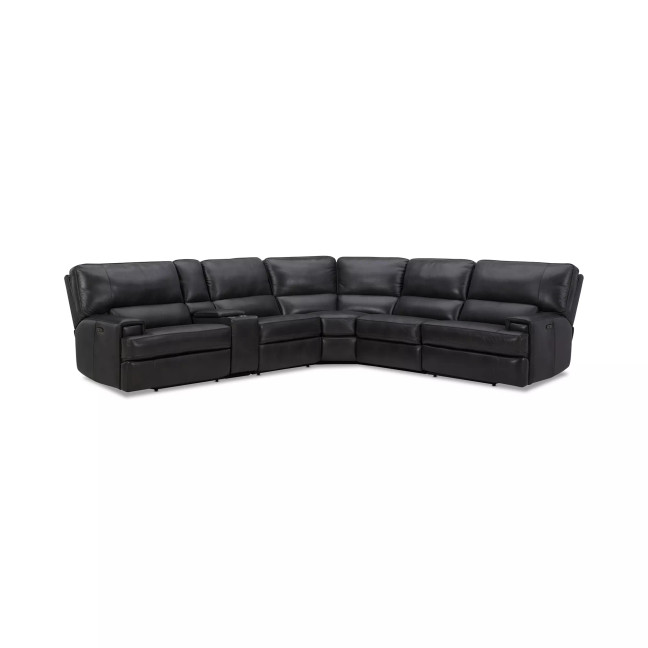 Binardo 136" 6 Pc Zero Gravity Leather Sectional with 2 Power Recliners and 1 Console
