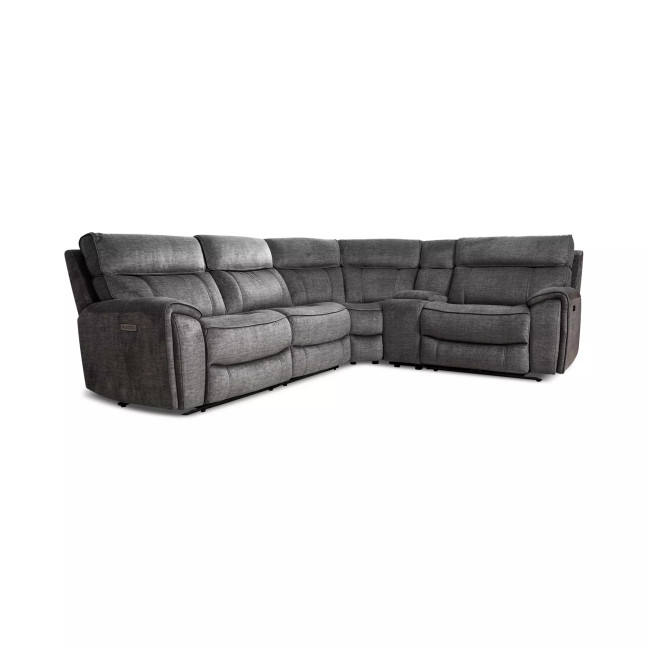 Hutchenson 5-Pc. Fabric Sectional with 2 Power Recliners, Power Headrests and Console