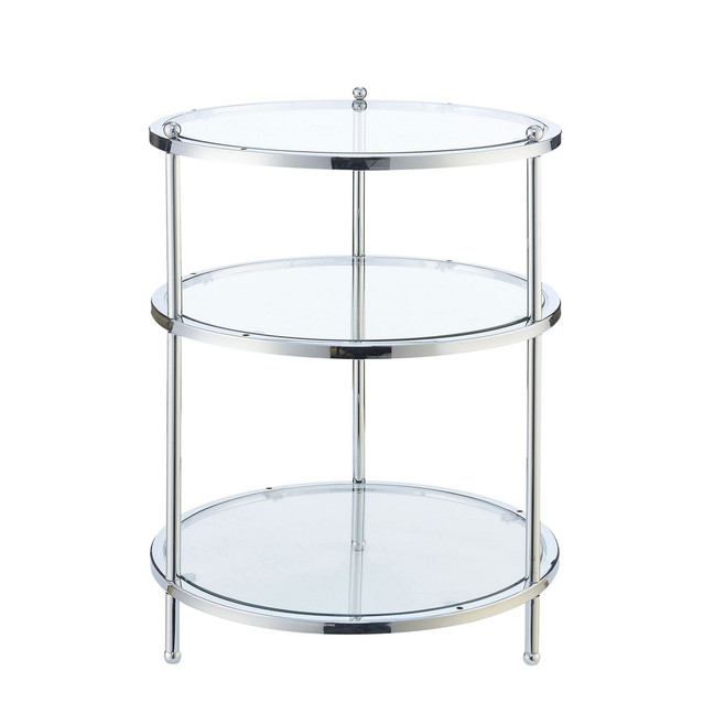 Royal Crest 3 Tier Round Glass End Table