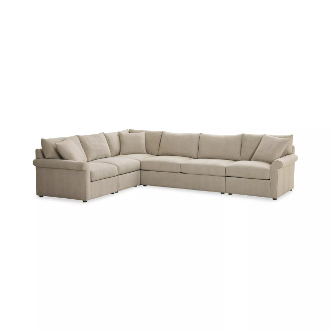 Wrenley 137" 5-Pc. Fabric L-Shape Modular Sectional Sofa