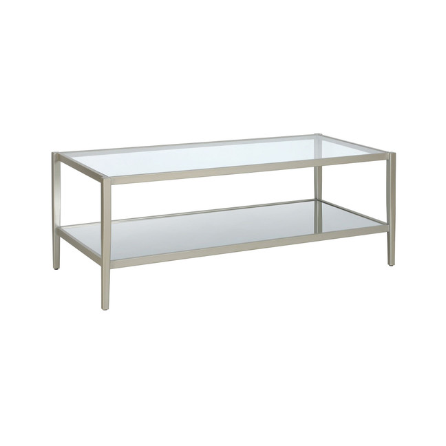 Hera 45" Wide Metal Rectangular Coffee Table with Mirror Shelf
