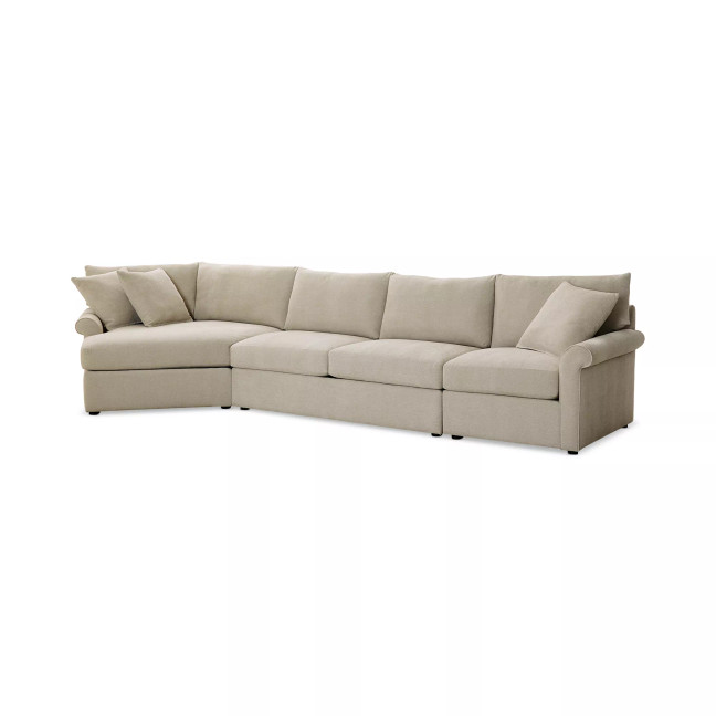 Wrenley 166" 3-Pc. Fabric Cuddler Chaise Sectional Sofa