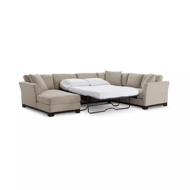 Elliot II 138" Fabric 3-Piece Chaise Sleeper Sectional