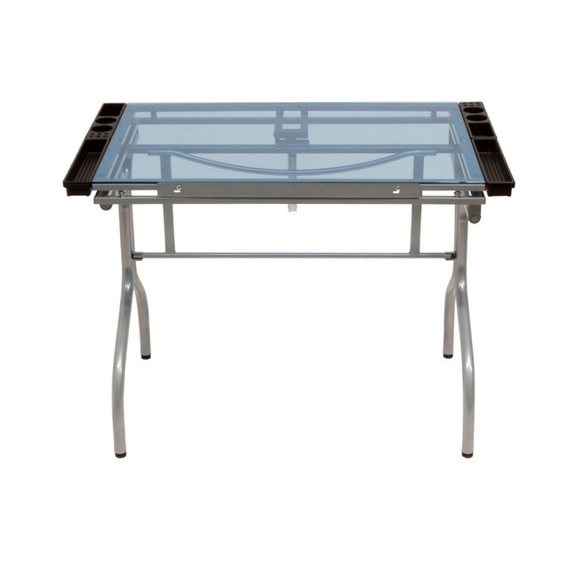 Folding Craft Station Silver / Blue Glass