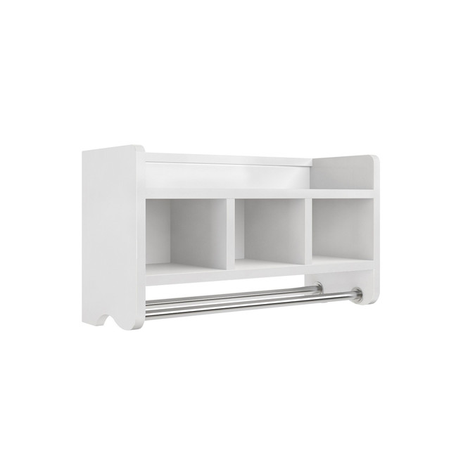 25" Bath Storage Shelf with Towel Rod, White